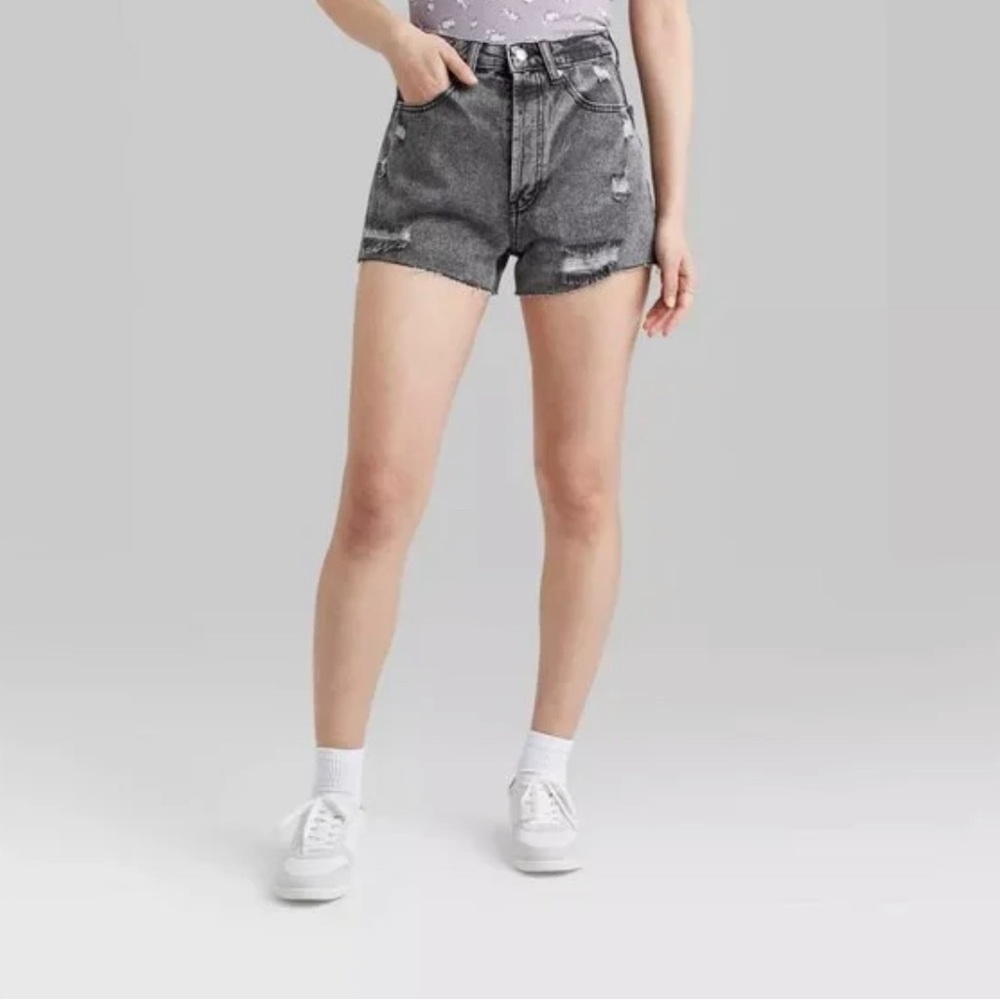 Wild Fable Women's High Rise Gray Wash Cut-Off Jean Shorts NWT